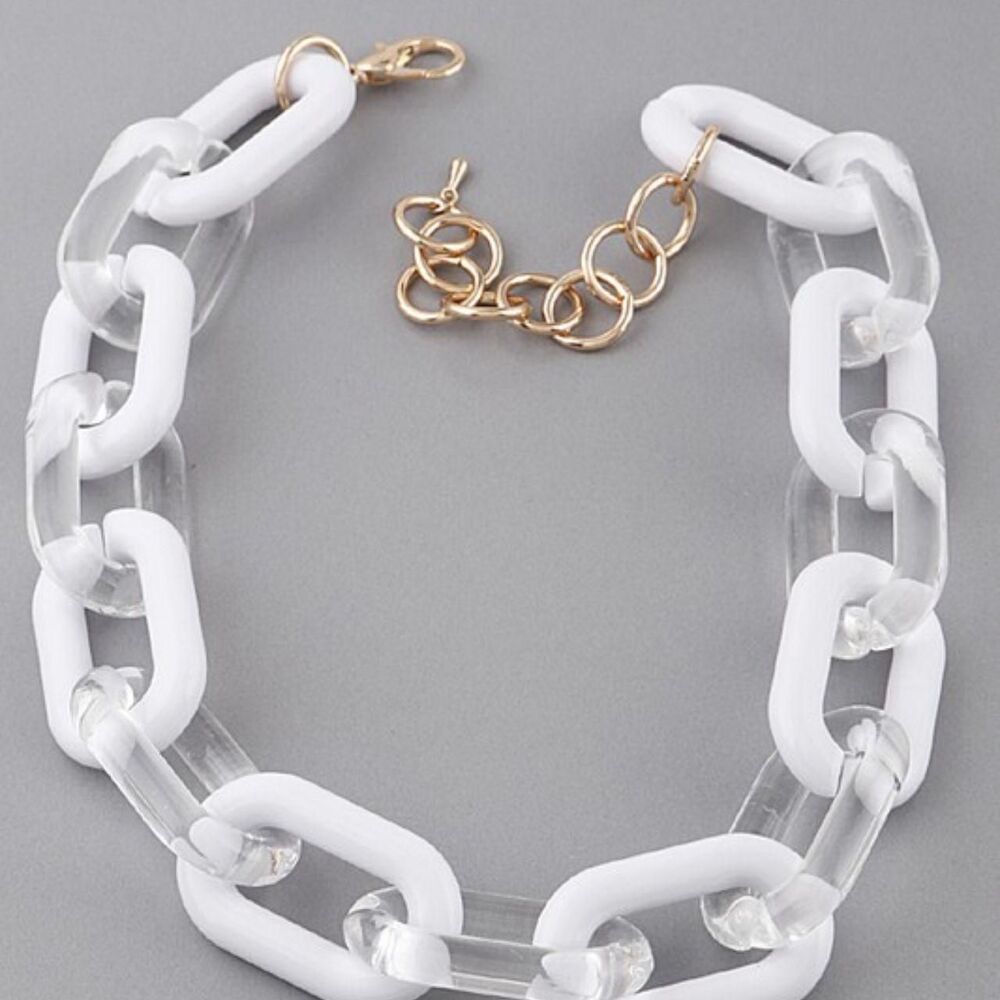Women's White Chain Necklace - Picture 3 of 4